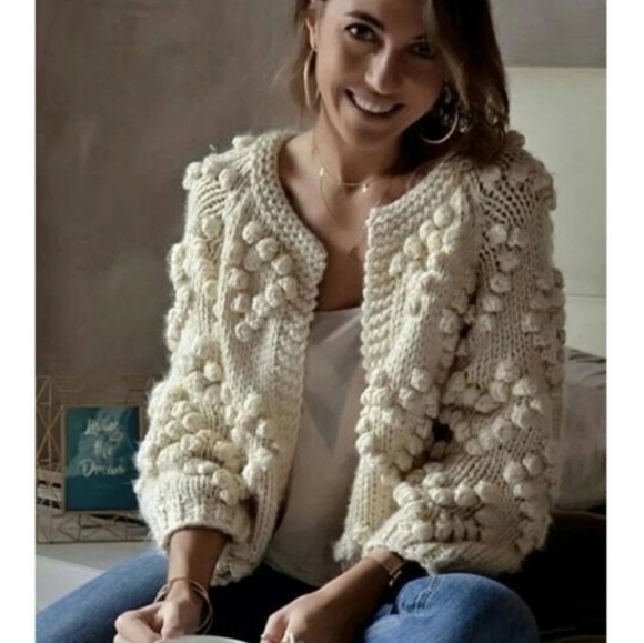 #11 Cream Nubby Cardigan Sweater - Picture 5 of 10